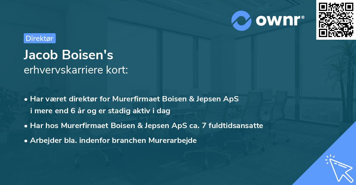Jacob Boisen's erhvervskarriere kort