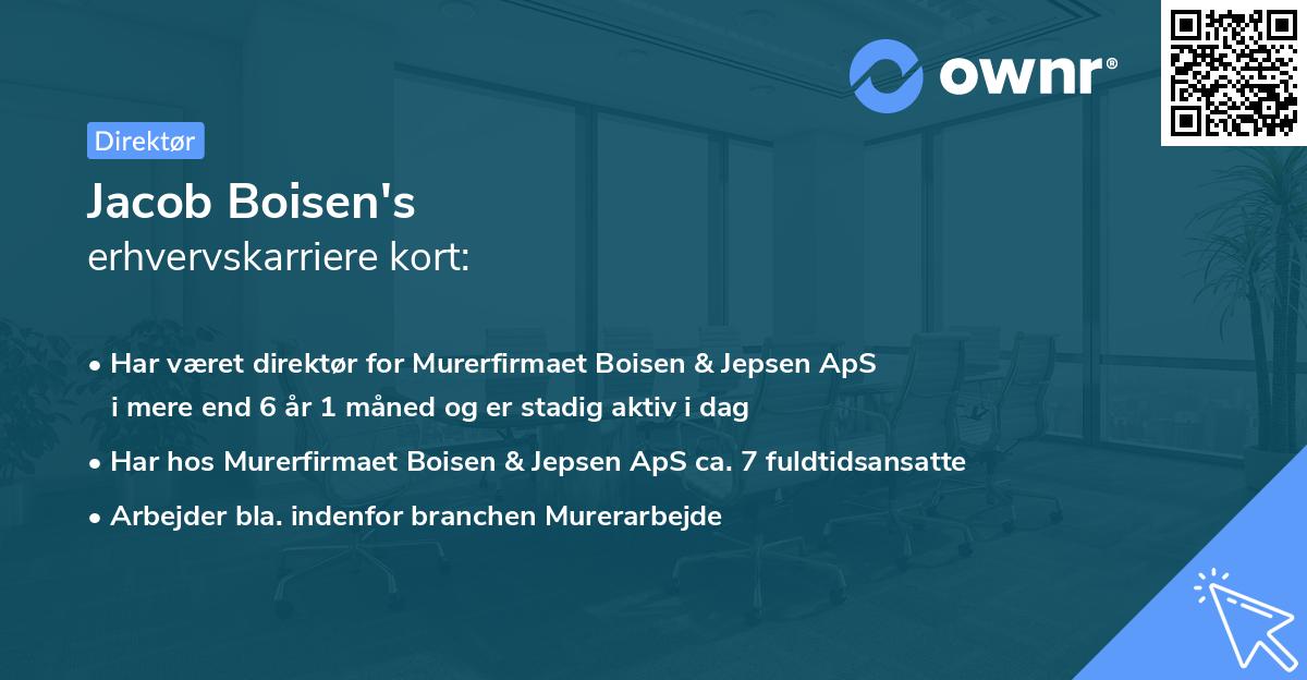 Jacob Boisen's erhvervskarriere kort