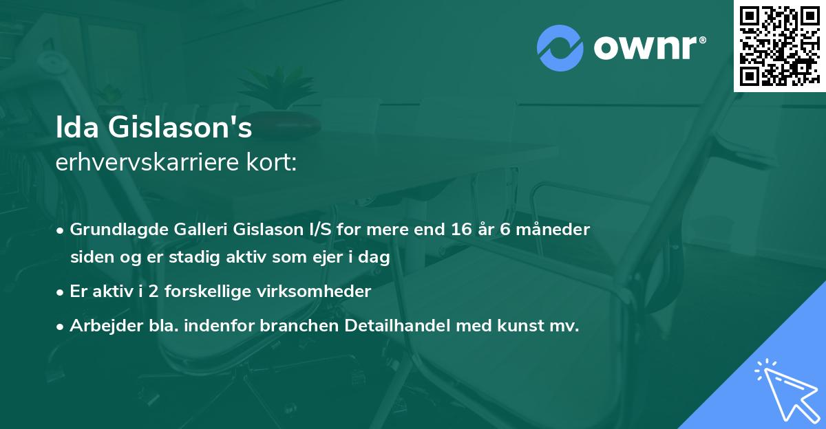 Ida Gislason's erhvervskarriere kort