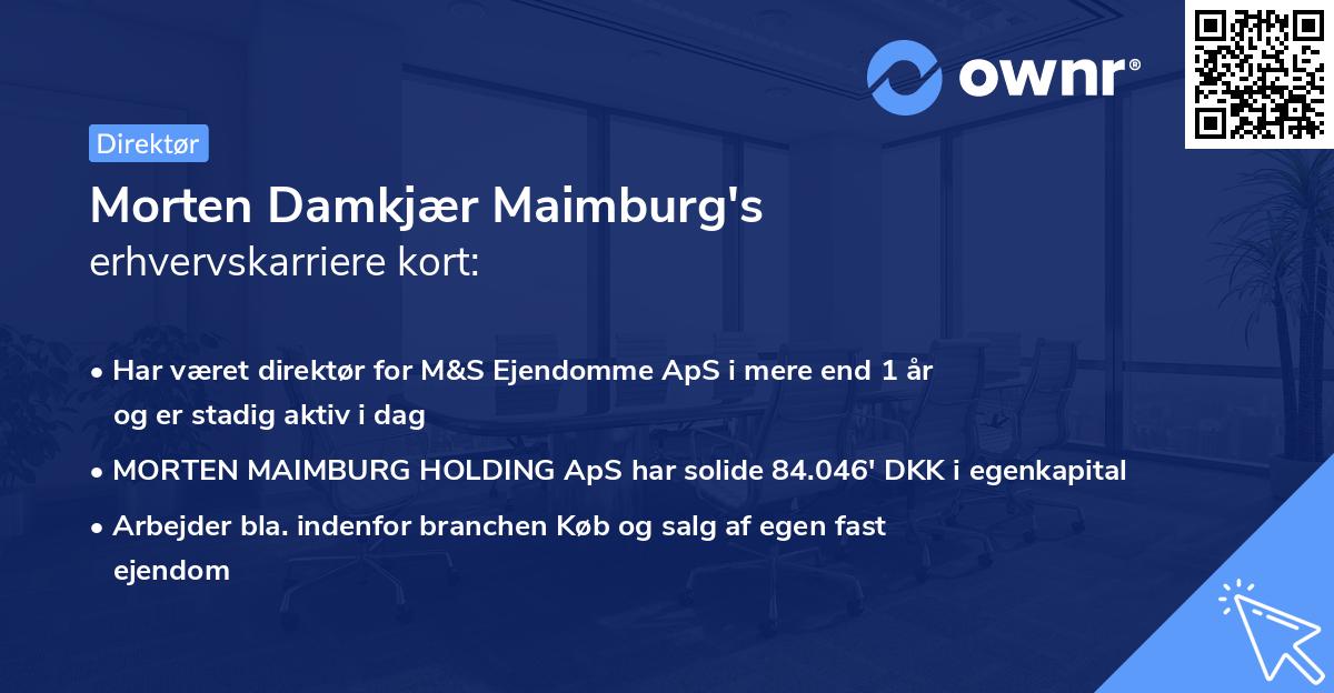 Morten Damkjær Maimburg's erhvervskarriere kort
