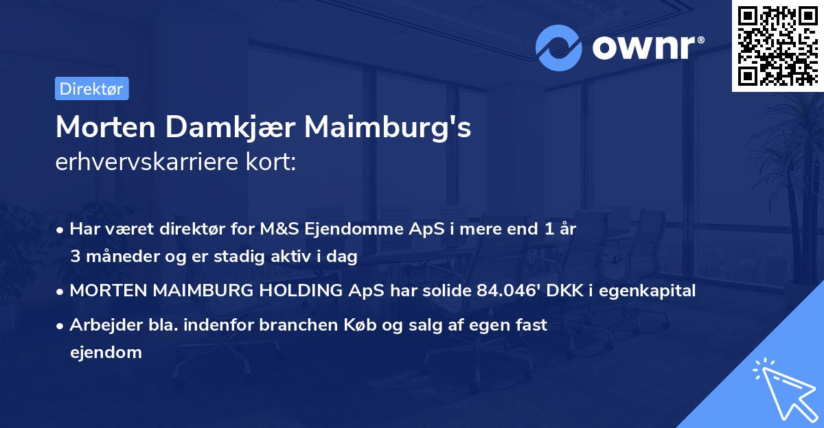 Morten Damkjær Maimburg's erhvervskarriere kort