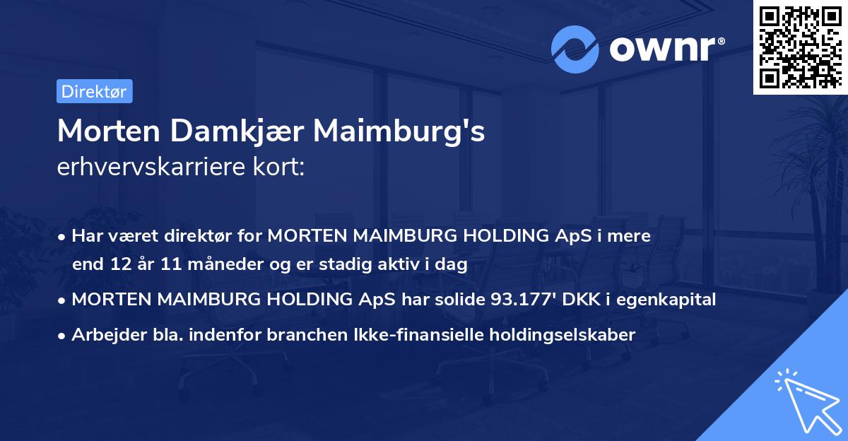 Morten Damkjær Maimburg's erhvervskarriere kort