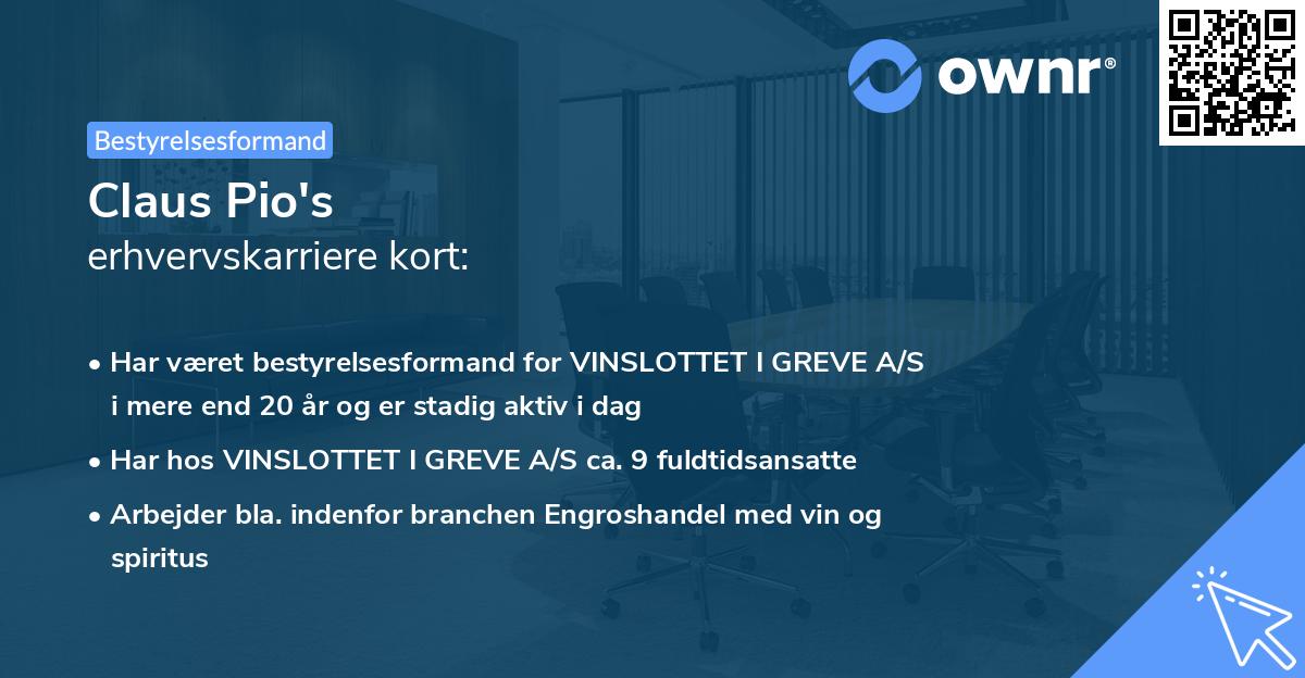 Claus Pio's erhvervskarriere kort