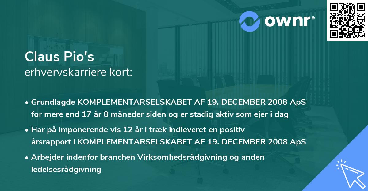 Claus Pio's erhvervskarriere kort