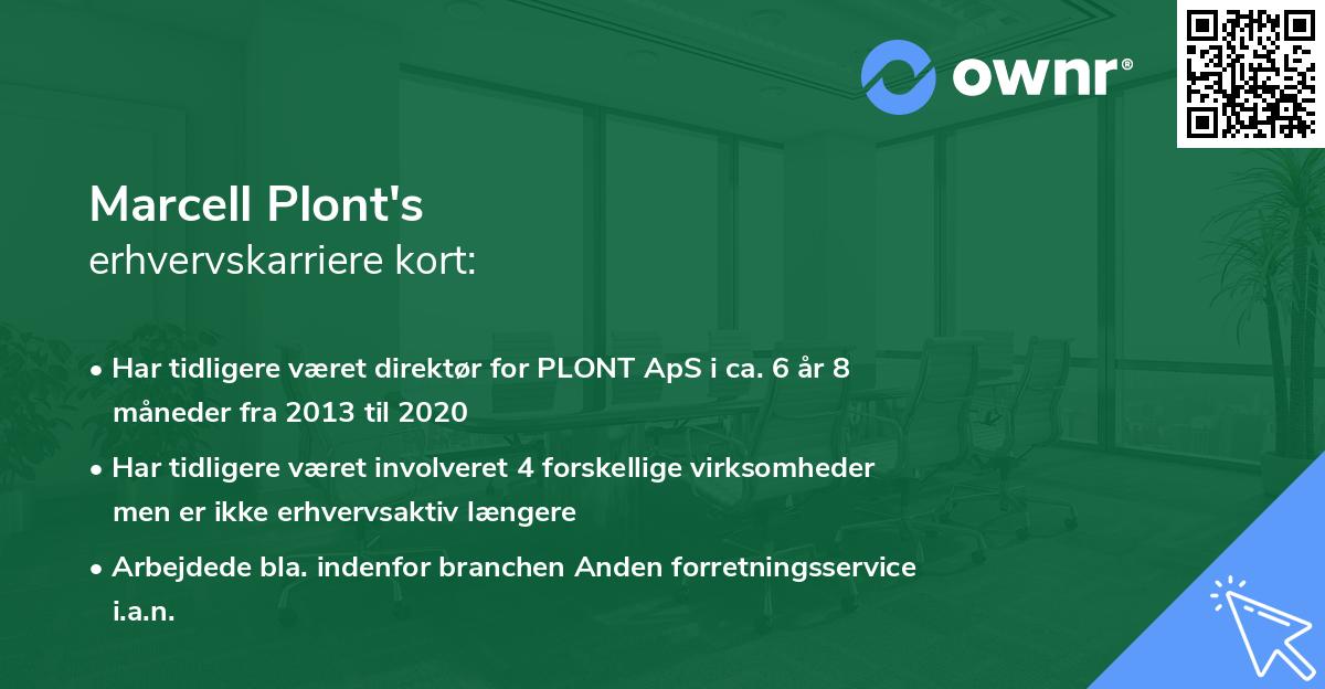 Marcell Plont's erhvervskarriere kort