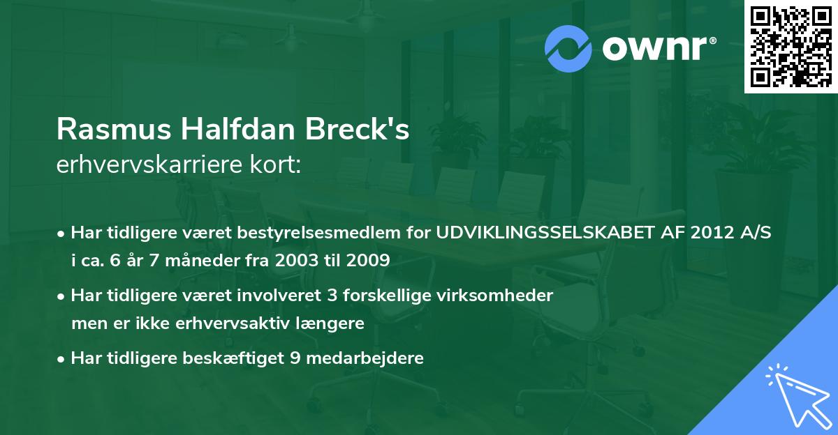 Rasmus Halfdan Breck's erhvervskarriere kort
