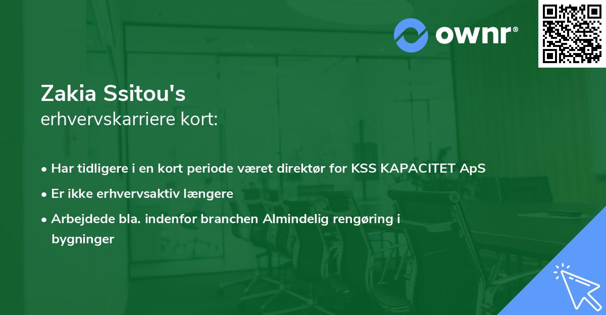Zakia Ssitou's erhvervskarriere kort