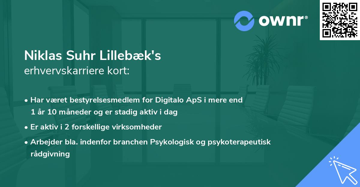Niklas Suhr Lillebæk's erhvervskarriere kort