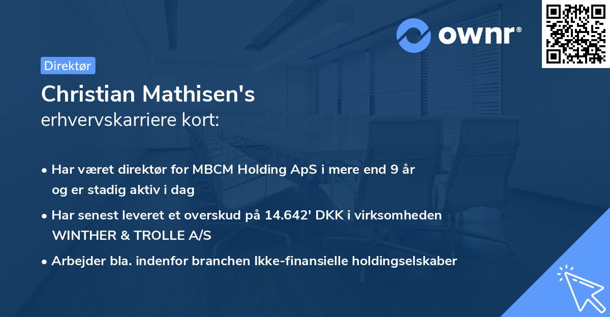 Christian Mathisen's erhvervskarriere kort