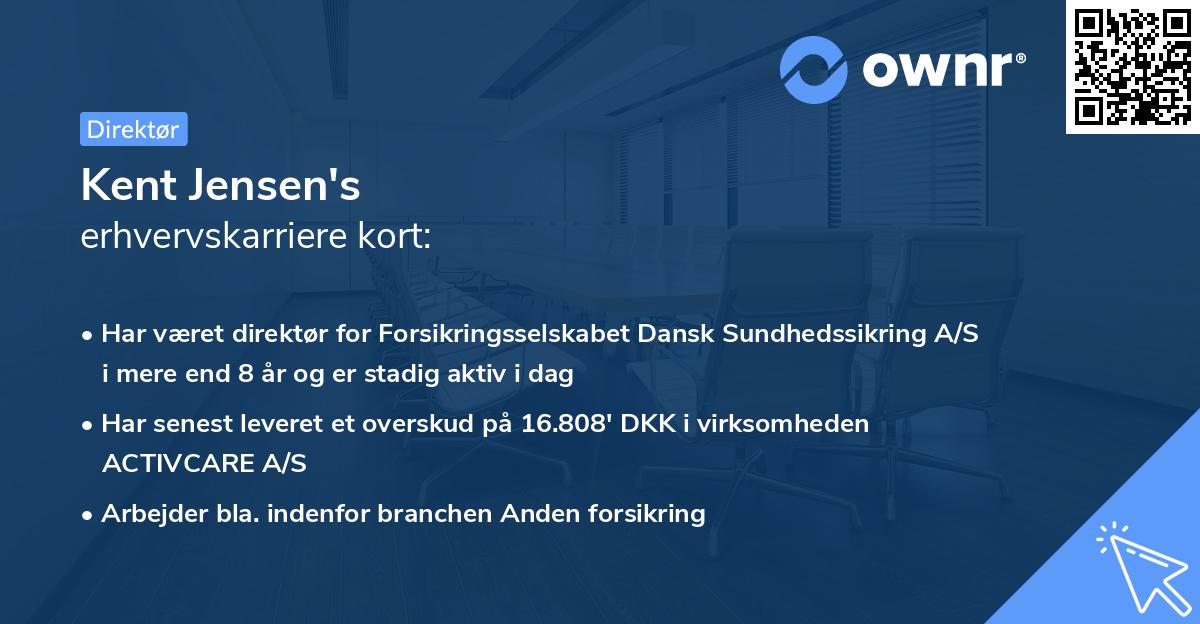 Kent Jensen's erhvervskarriere kort