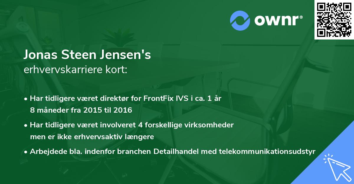Jonas Steen Jensen's erhvervskarriere kort