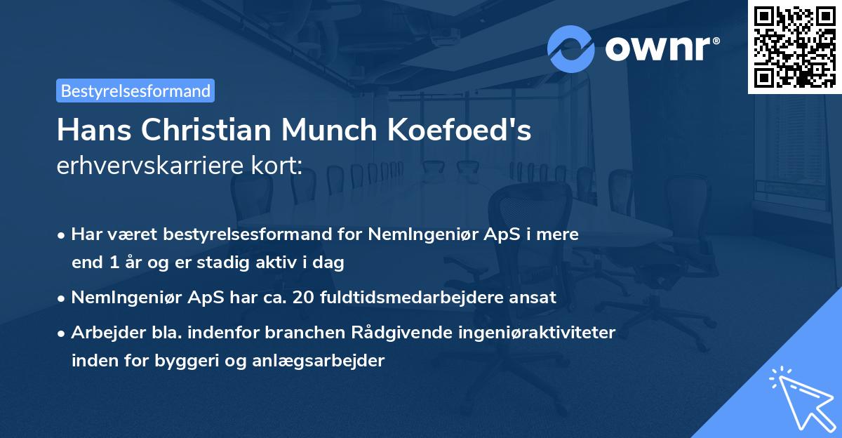 Hans Christian Munch Koefoed's erhvervskarriere kort