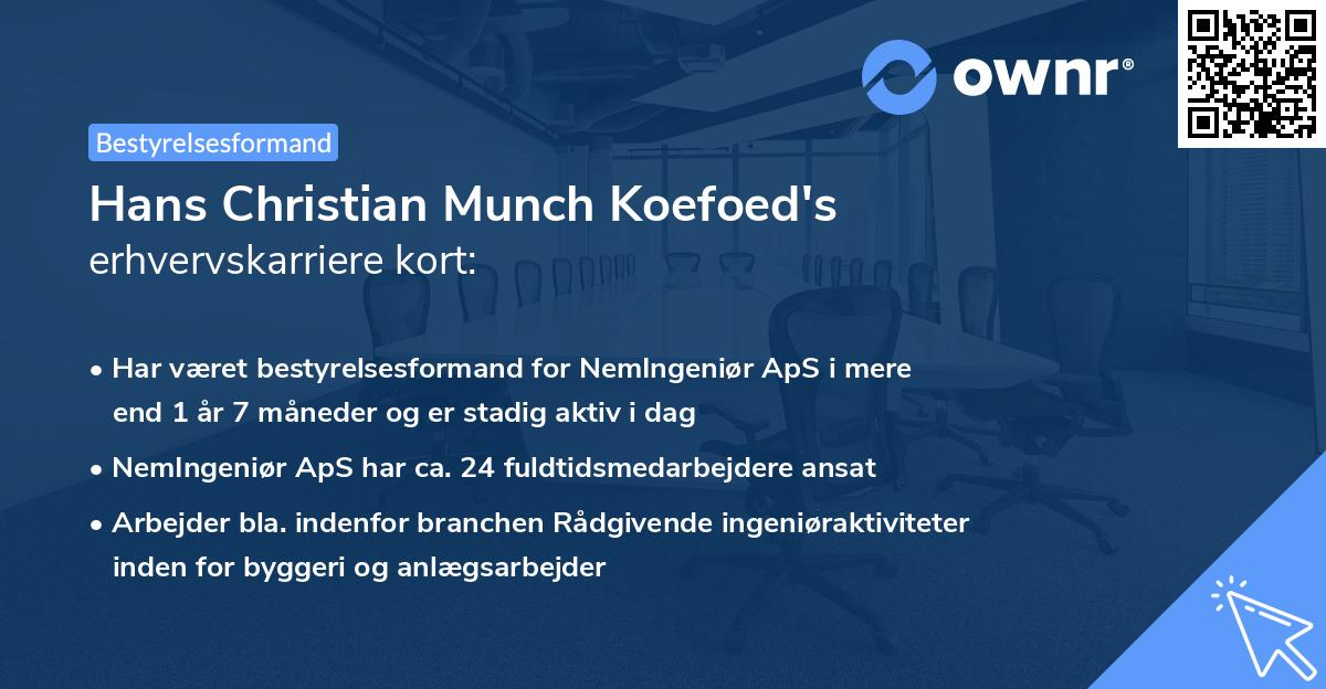 Hans Christian Munch Koefoed's erhvervskarriere kort