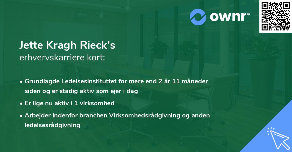 Jette Kragh Rieck's erhvervskarriere kort
