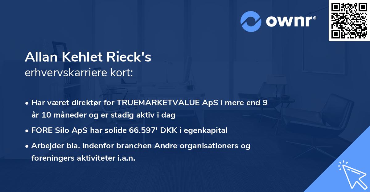 Allan Kehlet Rieck's erhvervskarriere kort