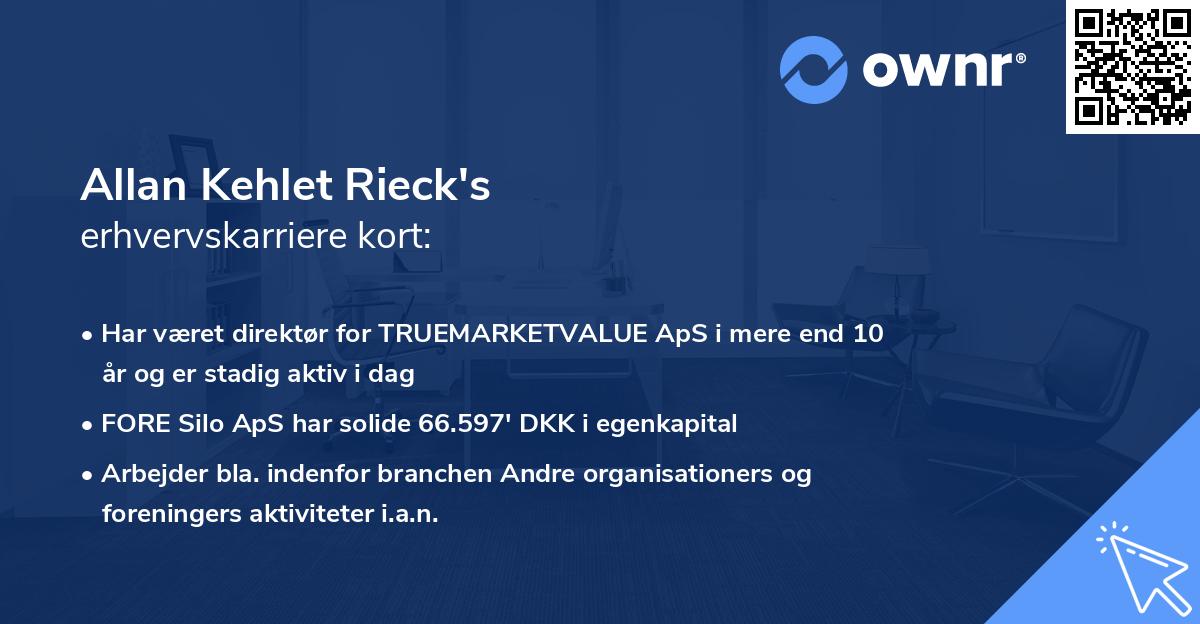 Allan Kehlet Rieck's erhvervskarriere kort
