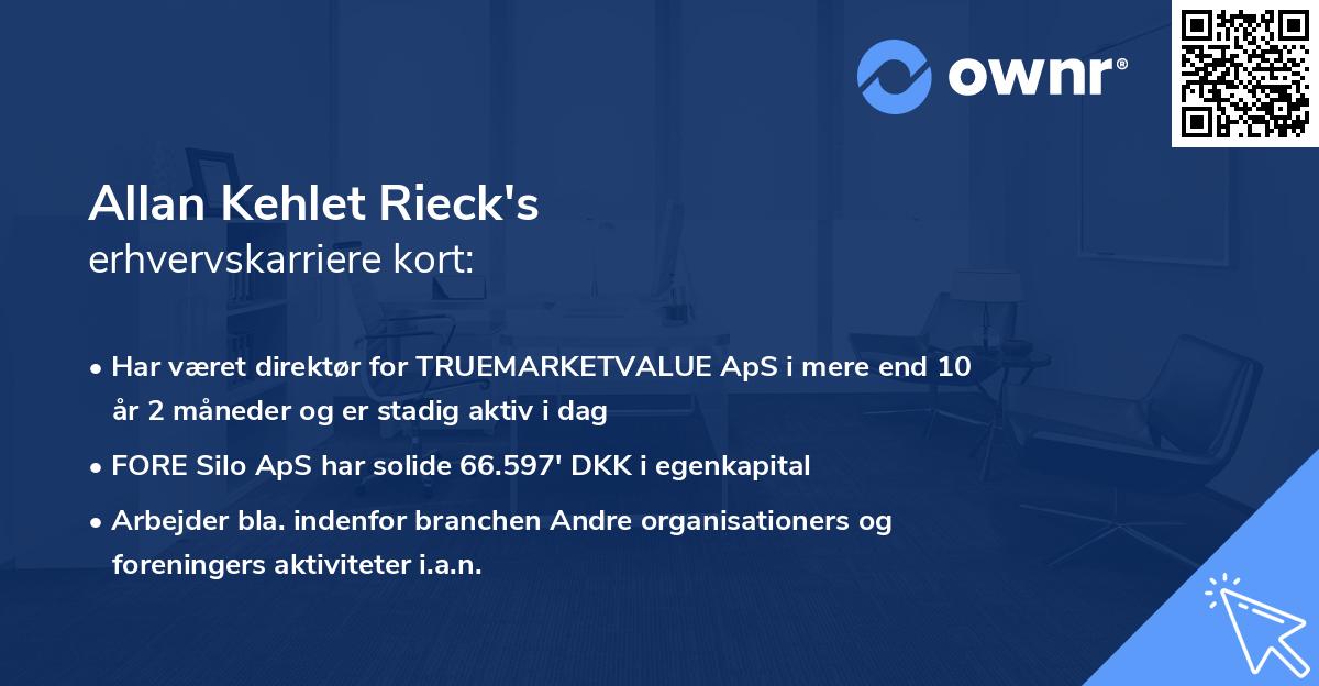 Allan Kehlet Rieck's erhvervskarriere kort