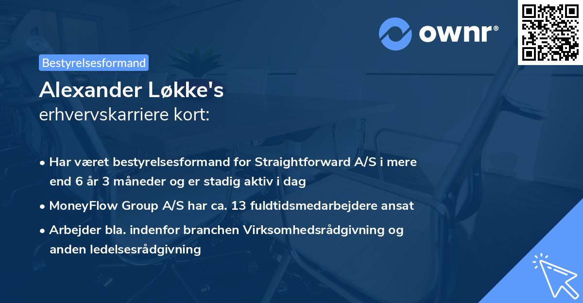 Alexander Løkke's erhvervskarriere kort