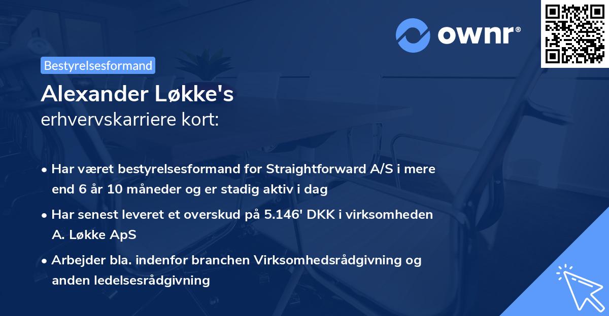 Alexander Løkke's erhvervskarriere kort