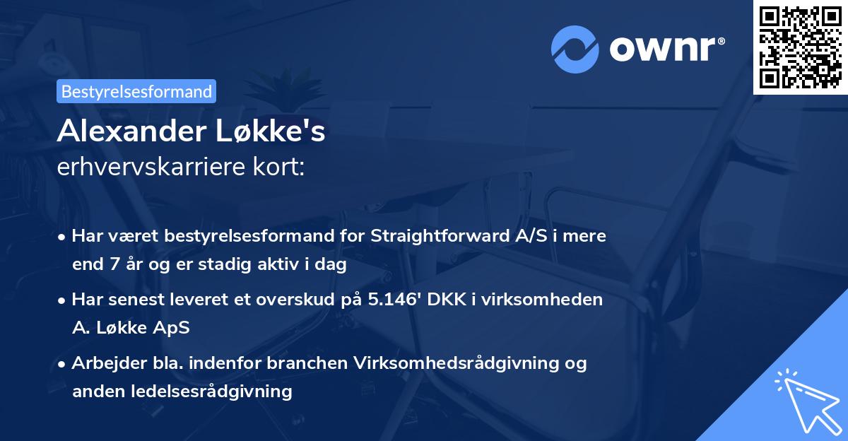 Alexander Løkke's erhvervskarriere kort
