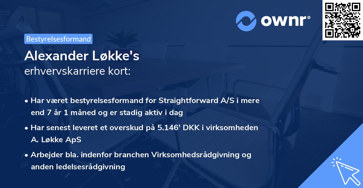 Alexander Løkke's erhvervskarriere kort