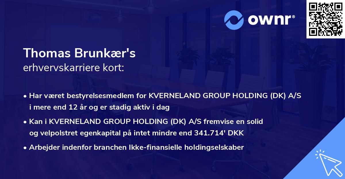 Thomas Brunkær's erhvervskarriere kort