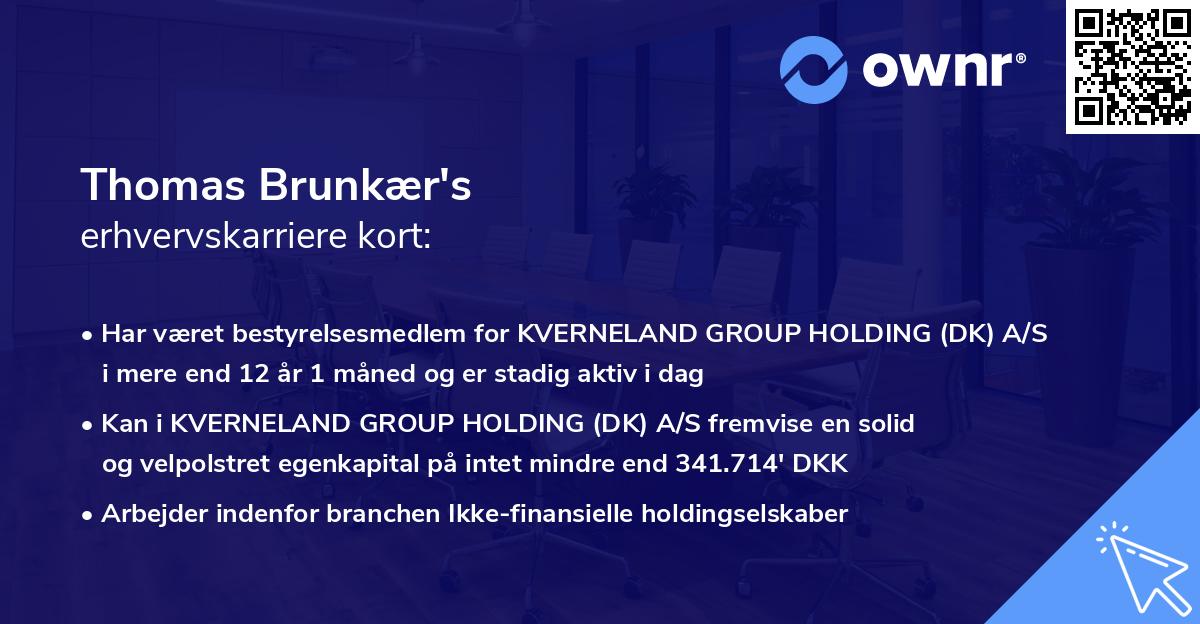 Thomas Brunkær's erhvervskarriere kort