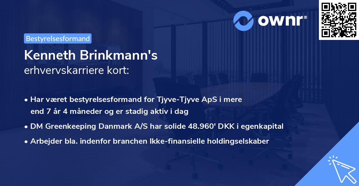 Kenneth Brinkmann's erhvervskarriere kort