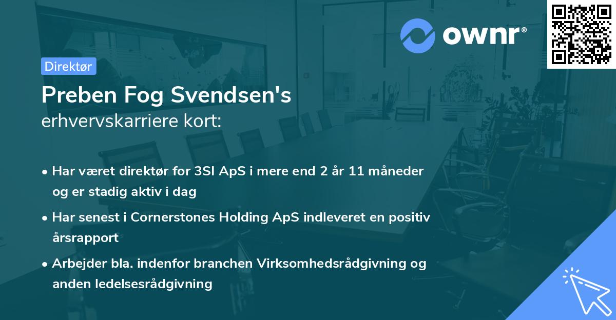 Preben Fog Svendsen's erhvervskarriere kort