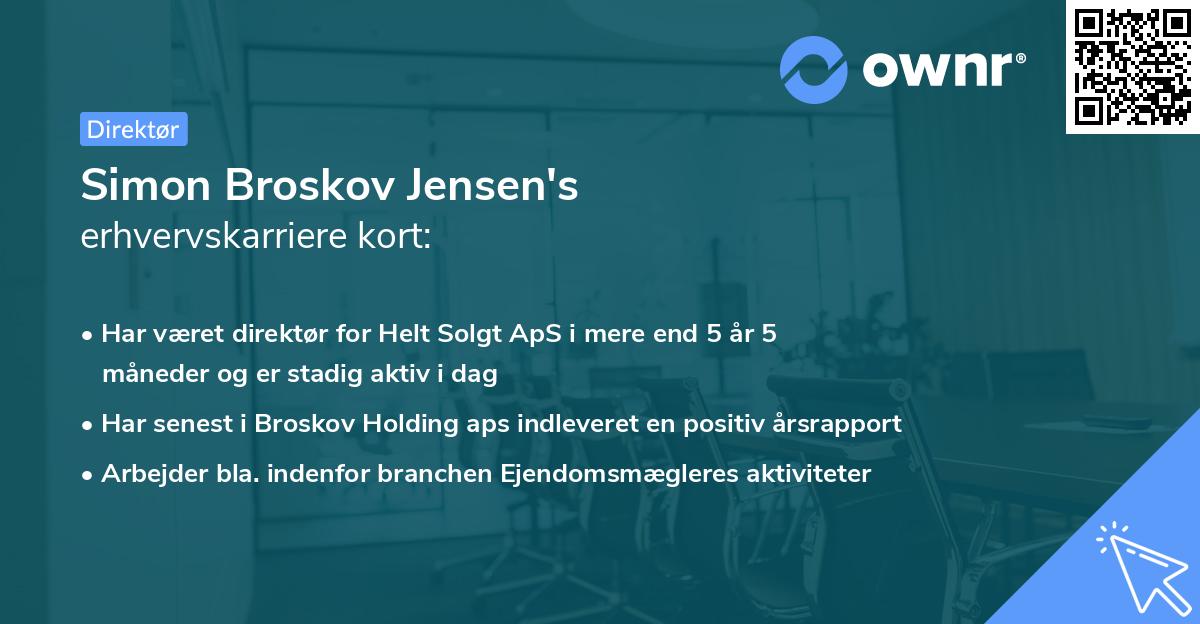 Simon Broskov Jensen's erhvervskarriere kort