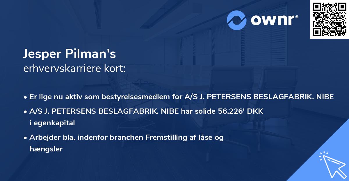 Jesper Pilman's erhvervskarriere kort