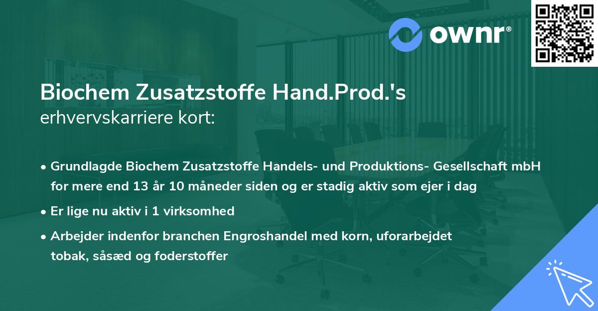 Biochem Zusatzstoffe Hand.Prod.'s erhvervskarriere kort
