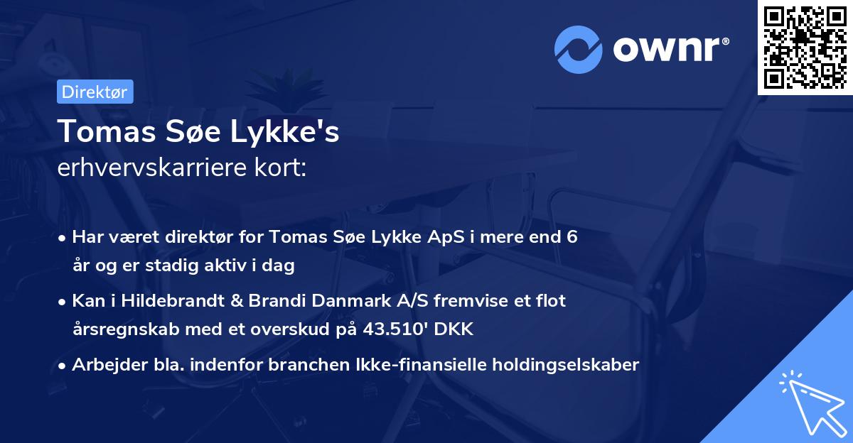 Tomas Søe Lykke's erhvervskarriere kort