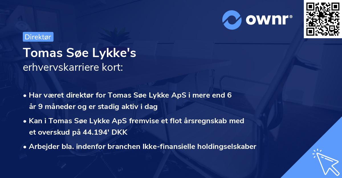 Tomas Søe Lykke's erhvervskarriere kort