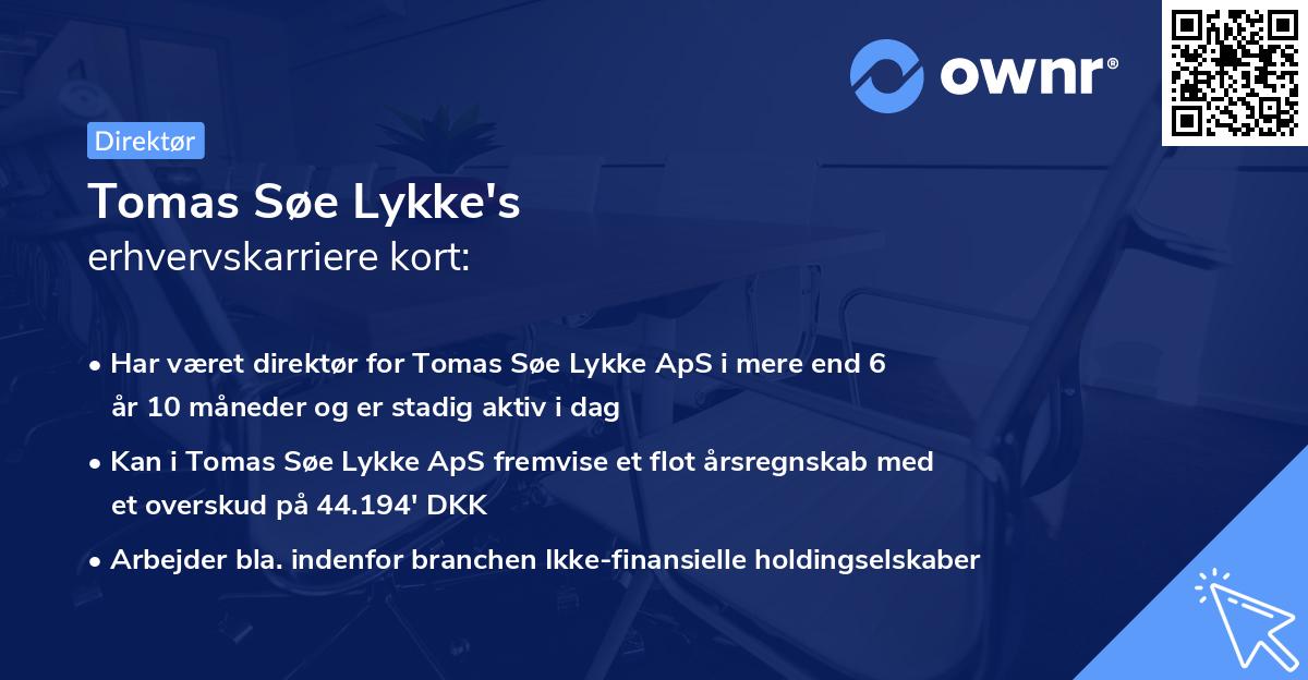 Tomas Søe Lykke's erhvervskarriere kort