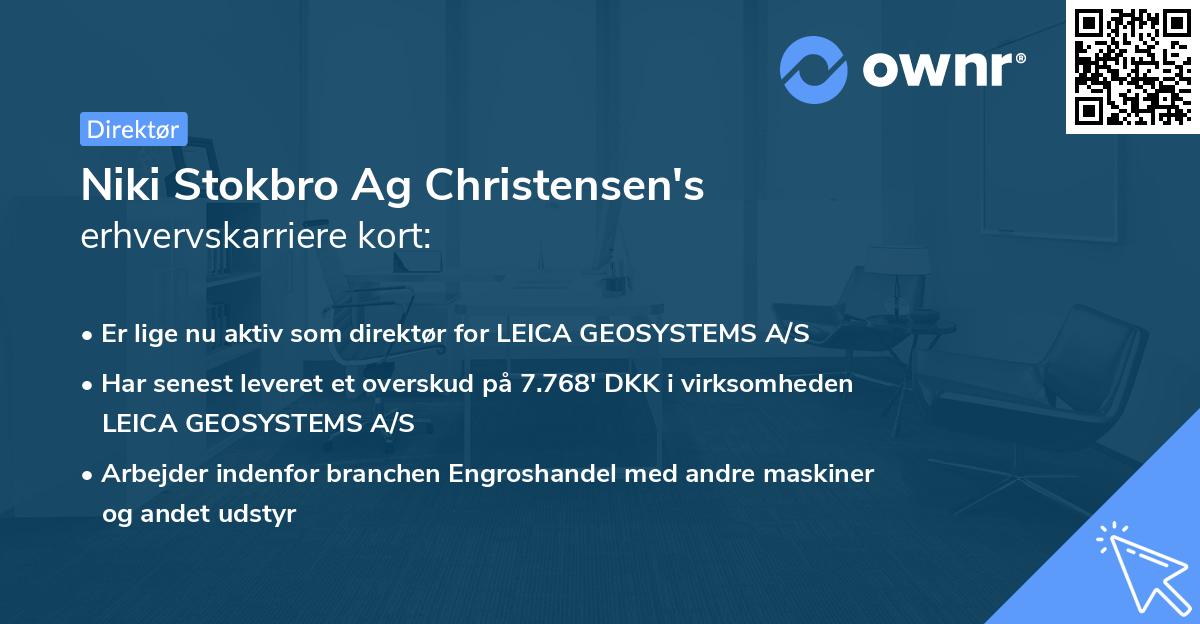 Niki Stokbro Ag Christensen's erhvervskarriere kort