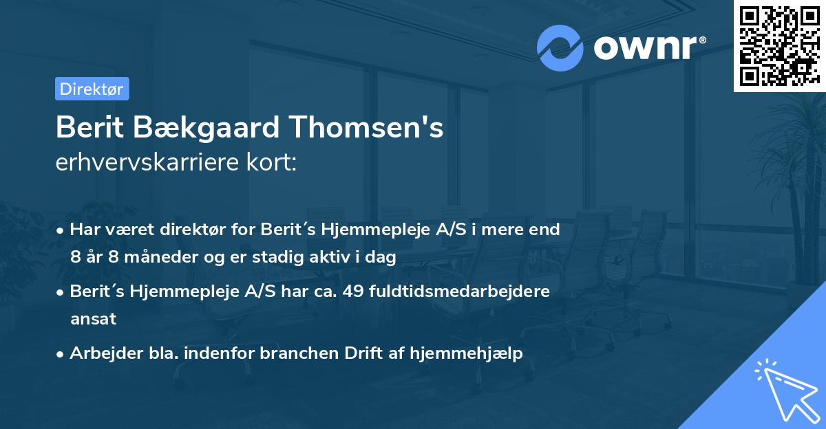 Berit Bækgaard Thomsen's erhvervskarriere kort