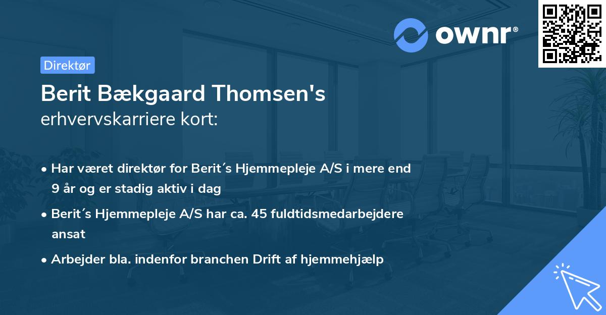 Berit Bækgaard Thomsen's erhvervskarriere kort