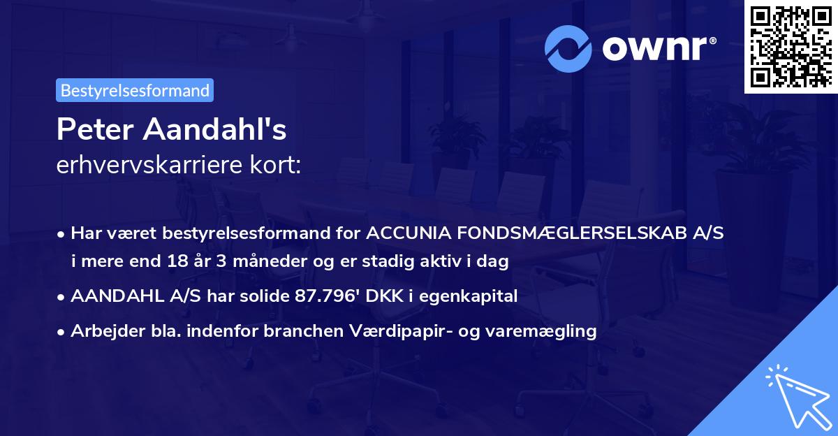 Peter Aandahl's erhvervskarriere kort
