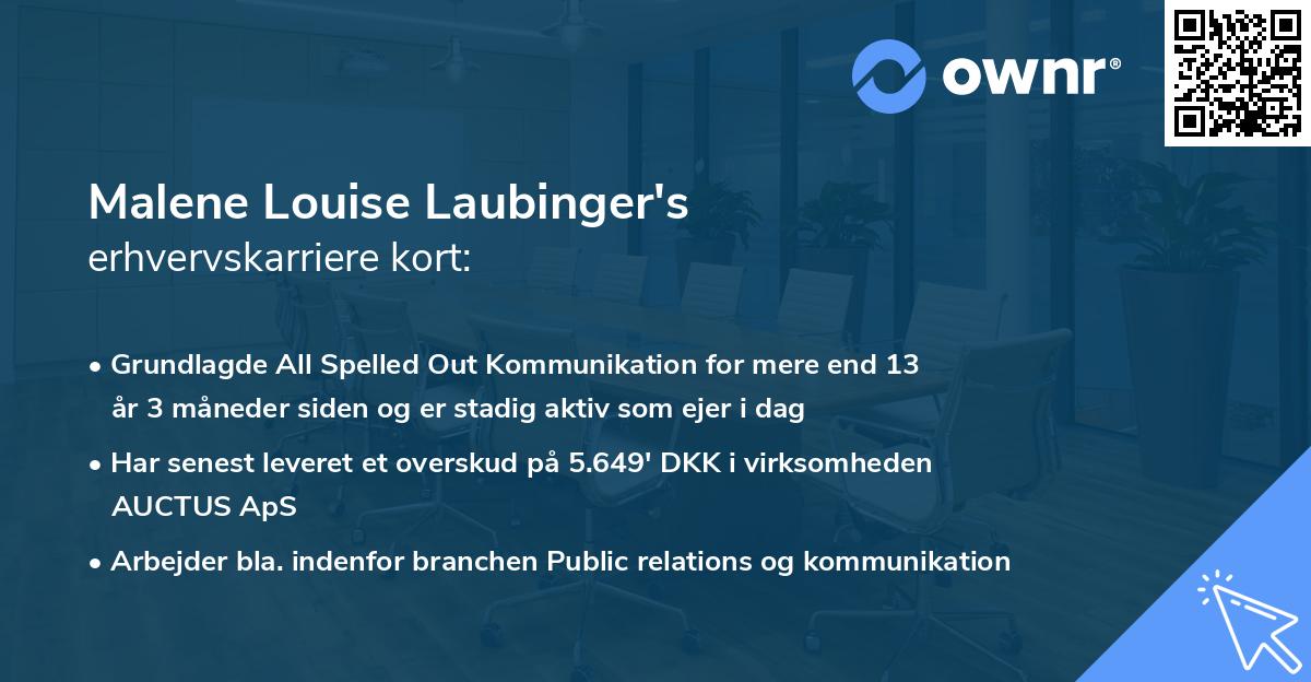 Malene Louise Laubinger's erhvervskarriere kort