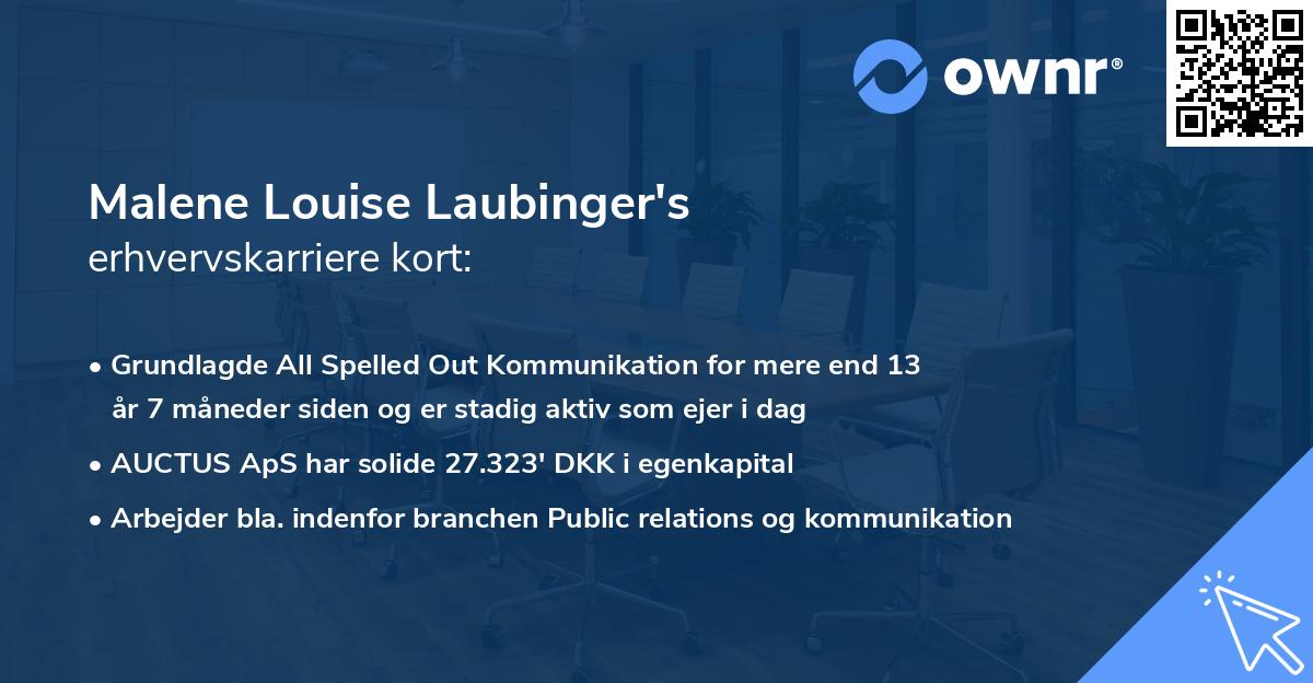 Malene Louise Laubinger's erhvervskarriere kort