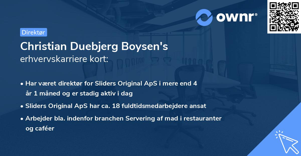 Christian Duebjerg Boysen's erhvervskarriere kort