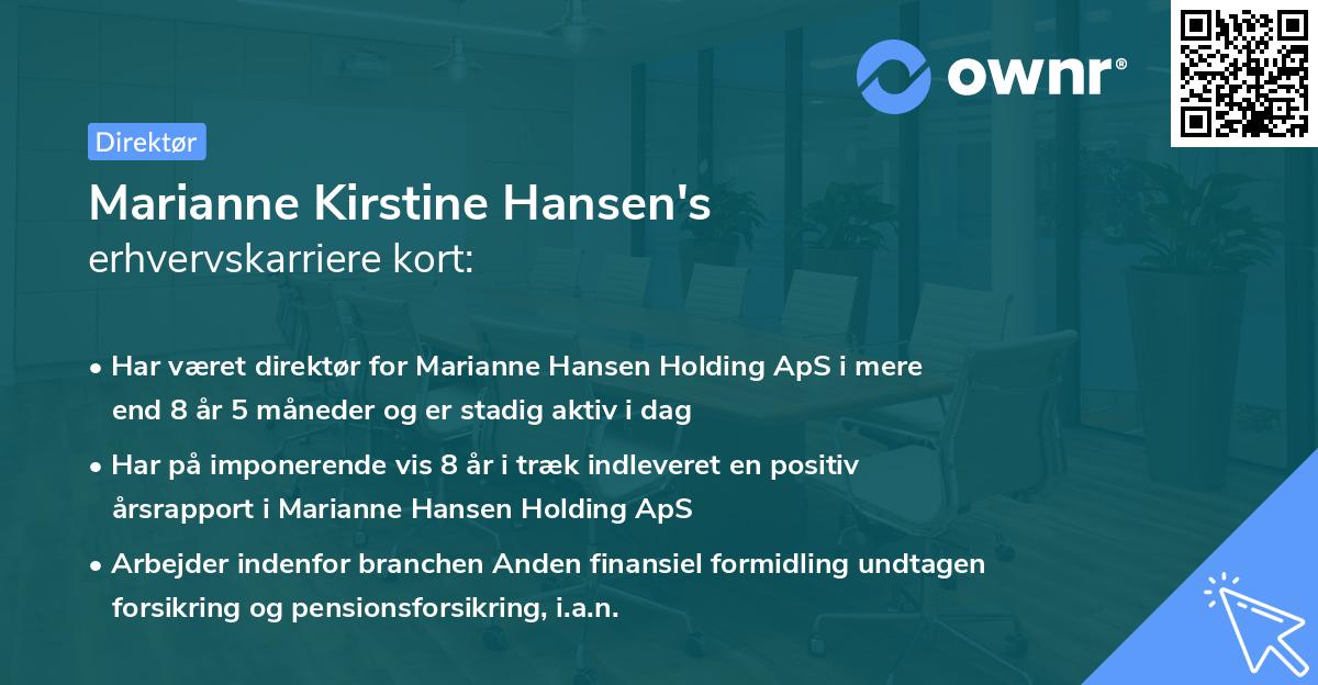 Marianne Kirstine Hansen's erhvervskarriere kort