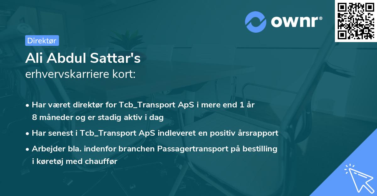 Ali Abdul Sattar's erhvervskarriere kort