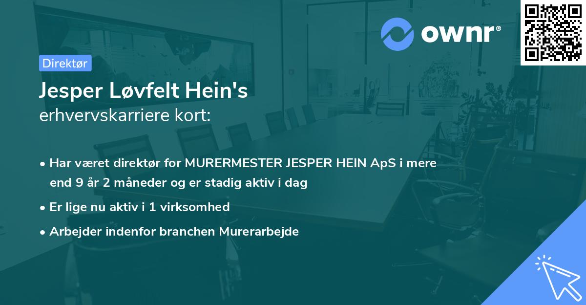 Jesper Løvfelt Hein's erhvervskarriere kort