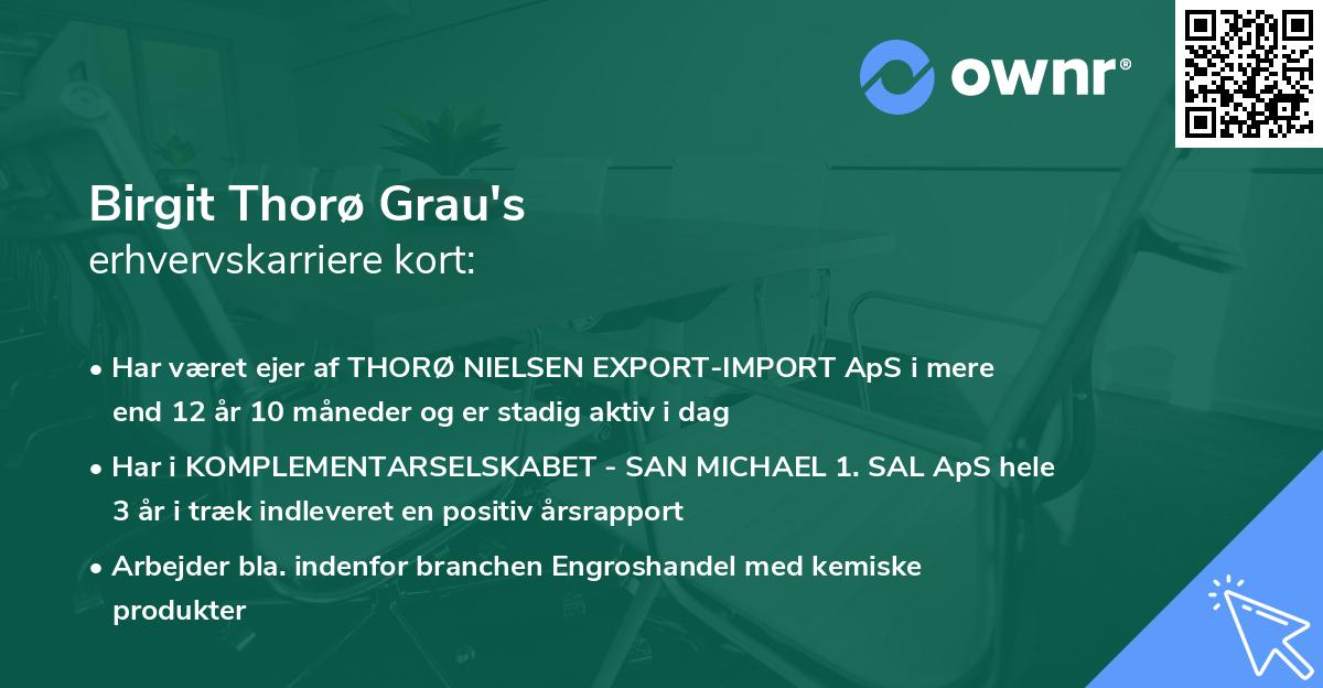 Birgit Thorø Grau's erhvervskarriere kort