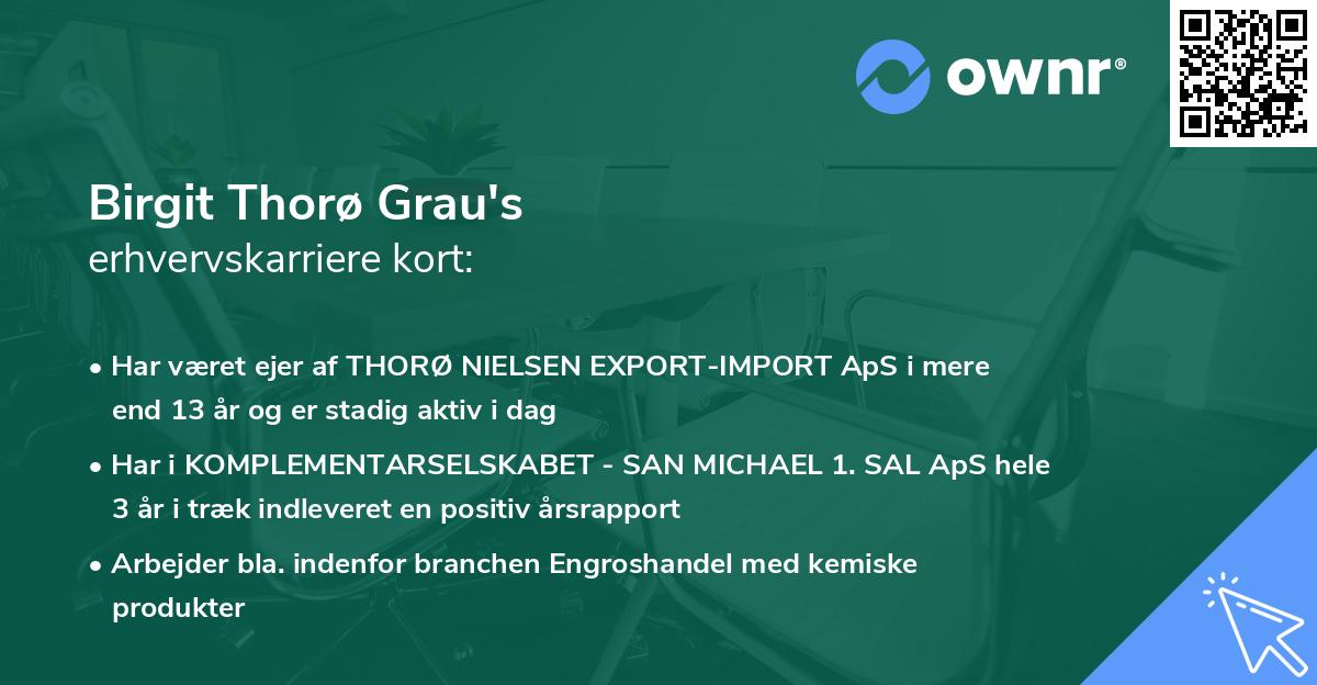 Birgit Thorø Grau's erhvervskarriere kort