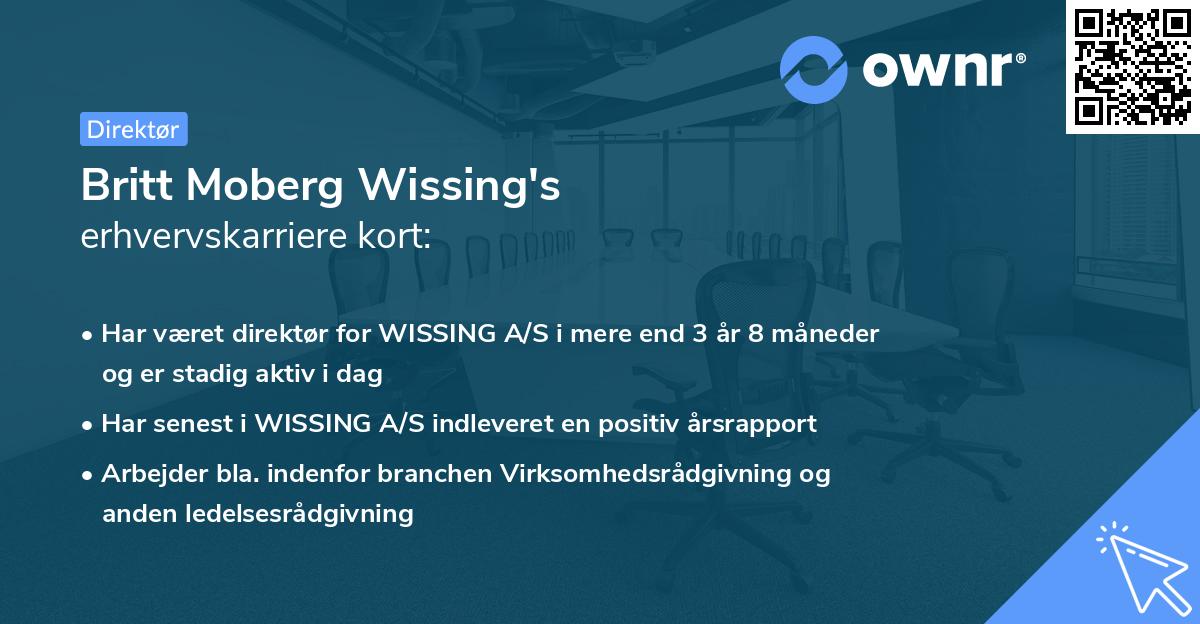 Britt Moberg Wissing's erhvervskarriere kort