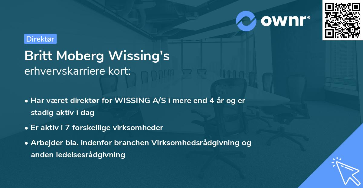Britt Moberg Wissing's erhvervskarriere kort
