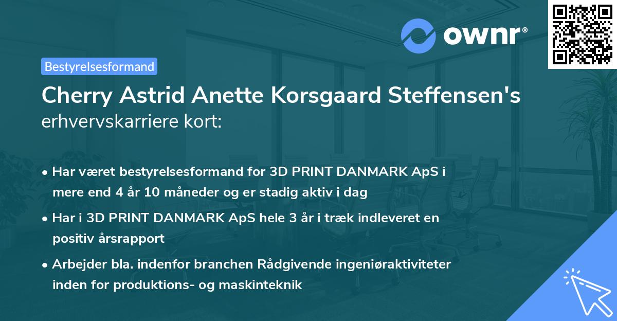 Cherry Astrid Anette Korsgaard Steffensen's erhvervskarriere kort